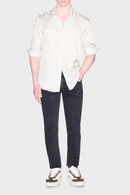 Armani Exchange Logolu Regular Fit Uzun Kollu Erkek Gömlek XM002280 AF13235 F1172 Bej - Armani Exchange (1)