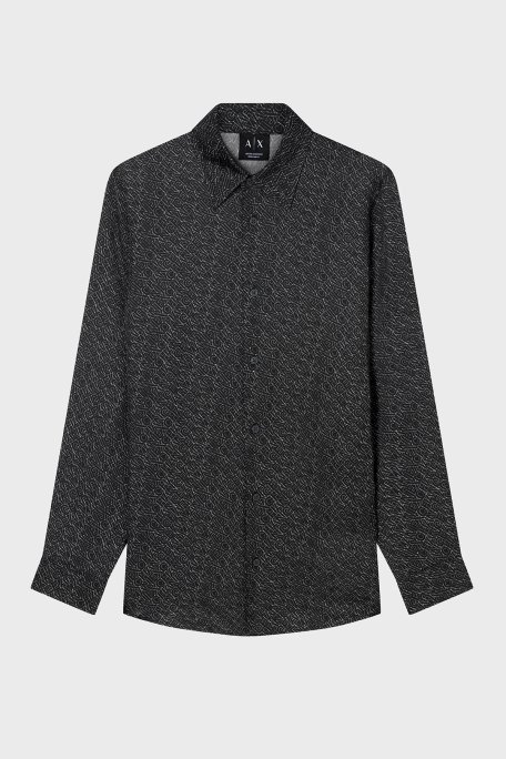 Armani Exchange Logolu Regular Fit Uzun Kollu Erkek Gömlek XM002280 AF13235 FC304 Siyah - Armani Exchange