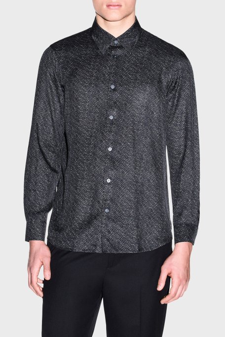 Armani Exchange Logolu Regular Fit Uzun Kollu Erkek Gömlek XM002280 AF13235 FC304 Siyah - Armani Exchange