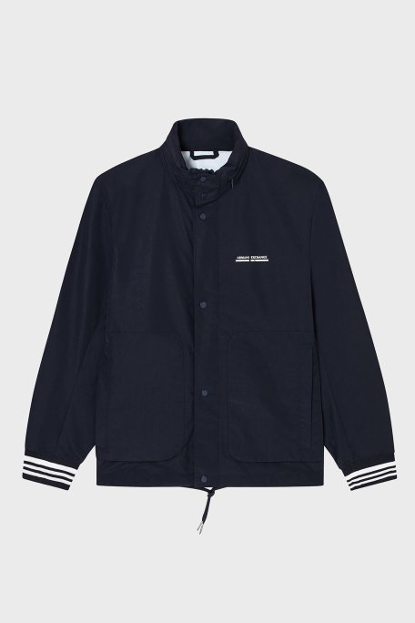 Armani Exchange Logolu Relaxed Fit Gizli Kapüşonlu Erkek Mont XM000932 AF15605 UB101 LACİVERT - Armani Exchange