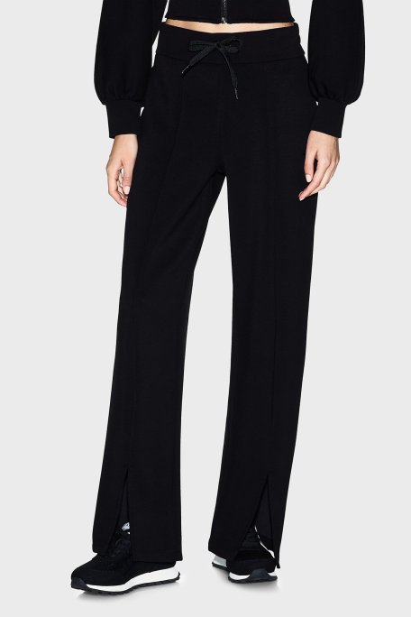 Armani Exchange Logolu Relaxed Fit Yırtmaçlı Geniş Paça Jogger Bayan Pantolon XW001289 AF16111 UC001 SİYAH - Armani Exchange