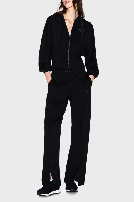 Armani Exchange Logolu Relaxed Fit Yırtmaçlı Geniş Paça Jogger Bayan Pantolon XW001289 AF16111 UC001 SİYAH - Armani Exchange (1)