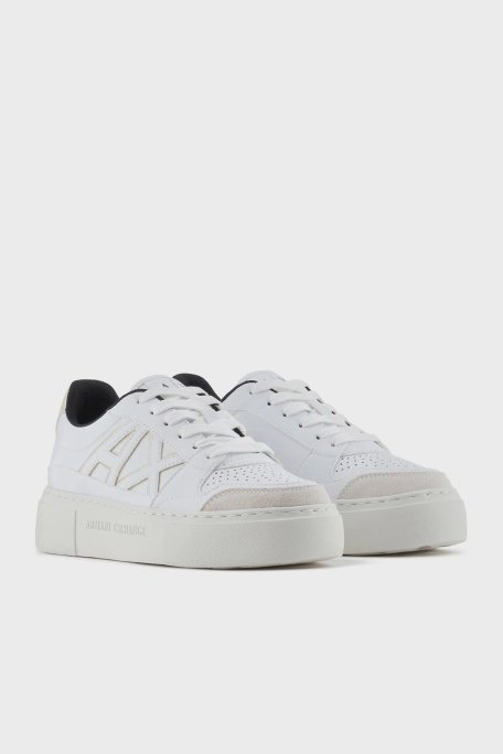 Armani Exchange Logolu Sneaker Bayan Ayakkabı XDX147 XV830 T782 BEYAZ-GOLD - Armani Exchange (1)