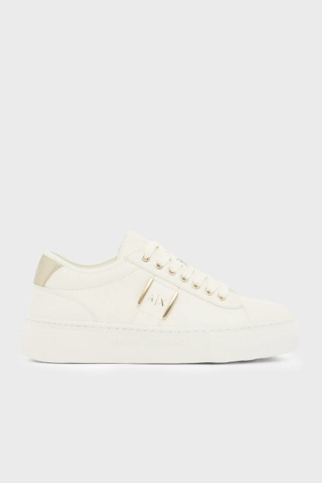 Armani Exchange Logolu Sneaker Bayan Ayakkabı XW002224 AF21429 MZ128 EKRU-GOLD - Armani Exchange