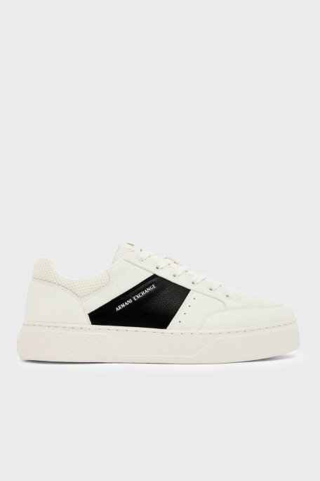 Armani Exchange Logolu Sneaker Erkek Ayakkabı XM002627 AF22831 M0017 SİYAH-BEYAZ - Armani Exchange