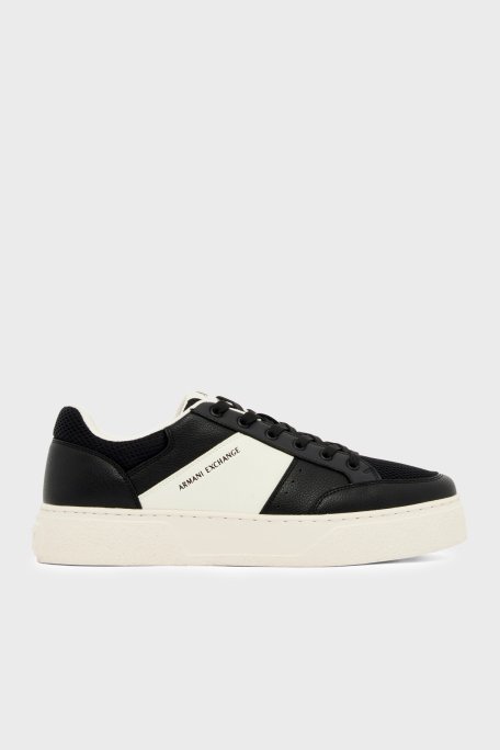 Armani Exchange Logolu Sneaker Erkek Ayakkabı XM002627 AF22831 MC024 EKRU-SİYAH - Armani Exchange