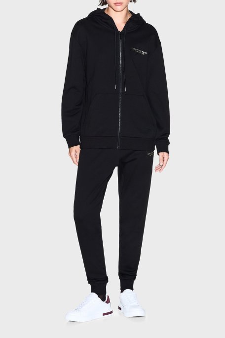 Armani Exchange Logolu Streç Pamuklu Regular Fit Jogger Bayan Pantolon XW001454 AF10830 MC021 SİYAH-GOLD - Armani Exchange (1)