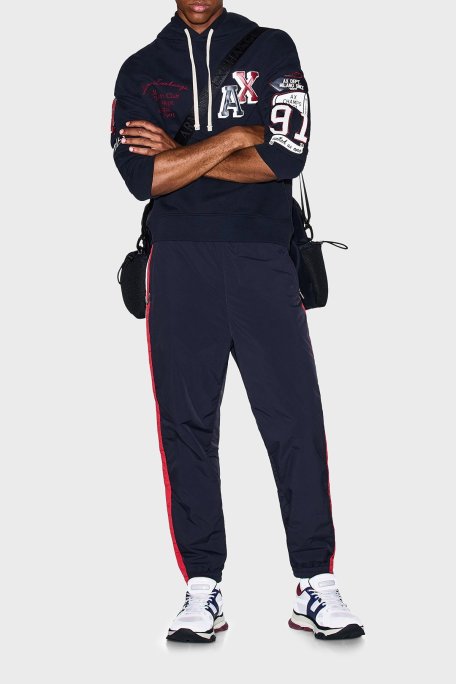 Armani Exchange Logolu Streç Pamuklu Regular Fit Kapüşonlu Yaka Erkek Sweat XM000749 AF12656 UB101 LACİVERT - Armani Exchange (1)