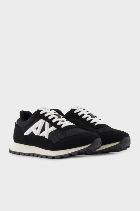 Armani Exchange Logolu Süet Detaylı Sneaker Erkek Ayakkabı XM001960 AF19388 MC024 SİYAH-BEYAZ - Armani Exchange (1)