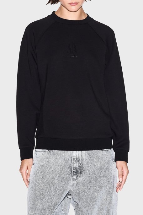 Armani Exchange Logolu Taş Detaylı Loose Fit Bisiklet Yaka Bayan Sweat XW000826 AF13397 UC001 SİYAH - Armani Exchange