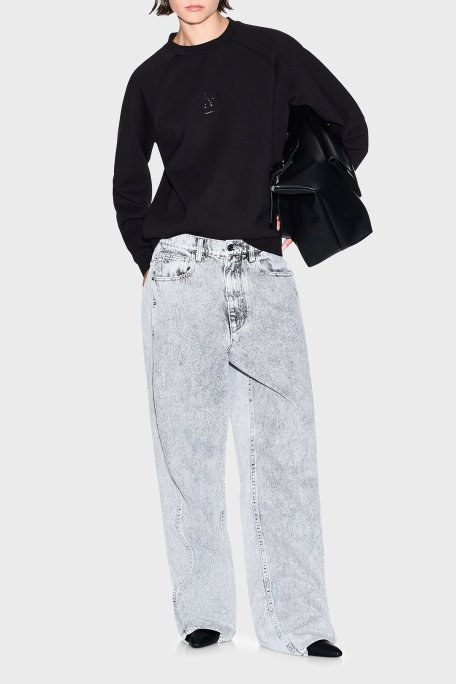 Armani Exchange Logolu Taş Detaylı Loose Fit Bisiklet Yaka Bayan Sweat XW000826 AF13397 UC001 SİYAH - Armani Exchange (1)