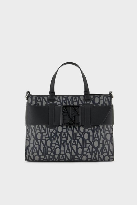 Armani Exchange Logolu Uzatma Askılı Kadın Çanta 942689 3F742 00850 SİYAH-GRİ - Armani Exchange