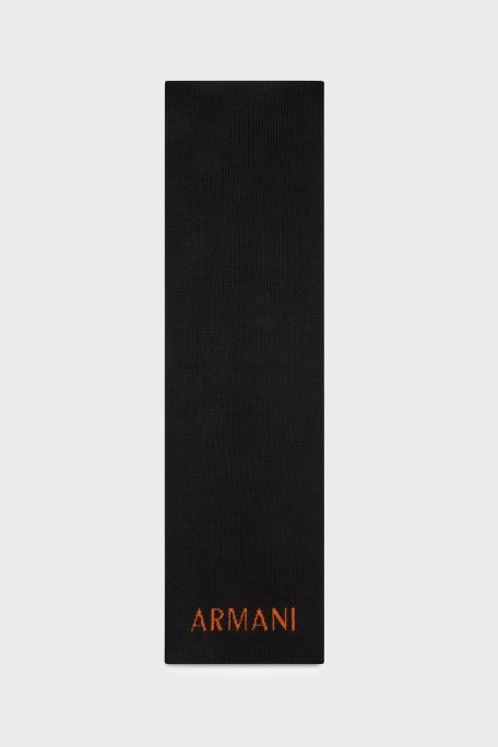 Armani Exchange Logolu Yün Karışımlı Erkek Atkı 954603 3F301 03620 SİYAH - Armani Exchange