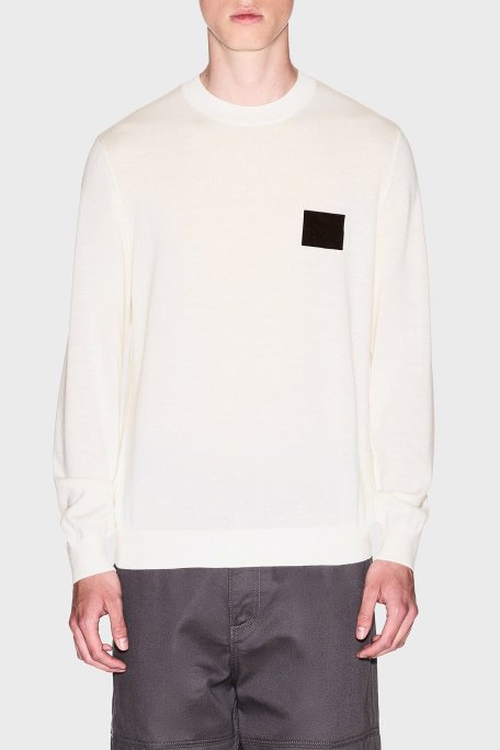 Armani Exchange Logolu Yün Karışımlı Regular Fit Yuvarlak Yaka Erkek Kazak XM001329 AF11982 U0009 BEYAZ - Armani Exchange