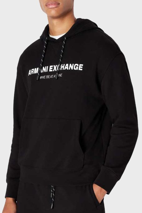Armani Exchange Organik Pamuklu Kapüşonlu Regular Fit Erkek Sweat 6RZMHF ZJDGZ 1200 SİYAH - Armani Exchange