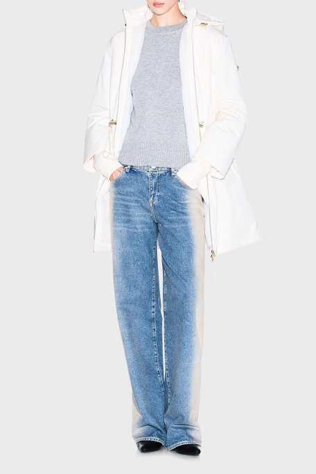 Armani Exchange Pamuk Karışımlı Relaxed Fit Kapüşonlu Bayan Parka XW000712 AF16215 U1003 EKRU - Armani Exchange