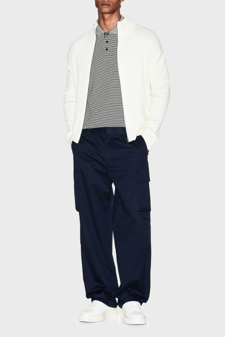 Armani Exchange Pamuk ve Yün Karışımlı Regular Fit Dik Yaka Erkek Hırka XM000912 AF10348 U0009 BEYAZ - Armani Exchange (1)