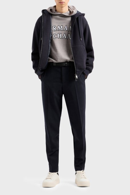 Armani Exchange Pamuk ve Yün Karışımlı Regular Fit Kapüşonlu Erkek Kazak 6DZM2Y ZM4NZ 17AC GRİ - Armani Exchange (1)