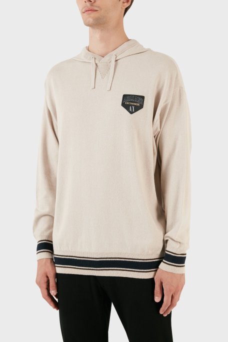 Armani Exchange Pamuk ve Yün Karışımlı Regular Fit Kapüşonlu Erkek Kazak 6RZM2A ZM3FZ 1934 BEJ - Armani Exchange (1)