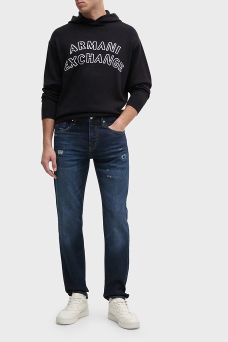 Armani Exchange Pamuk ve Yün Karışımlı Regular Fit Logolu Kapüşonlu Erkek Kazak 6DZM2Y ZM4NZ 1510 LACİVERT - Armani Exchange (1)