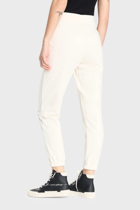 Armani Exchange Pamuklu Belden Bağlamalı Yüksek Bel Regular Fit Spor Bayan Pantolon 6RYP70 YJBRZ 1130 BEYAZ - Armani Exchange (1)