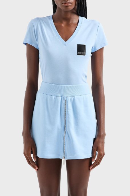 Armani Exchange Pamuklu Fermuarlı Bayan Şort Etek 3DYS91 YJFDZ 15DD MAVİ - Armani Exchange