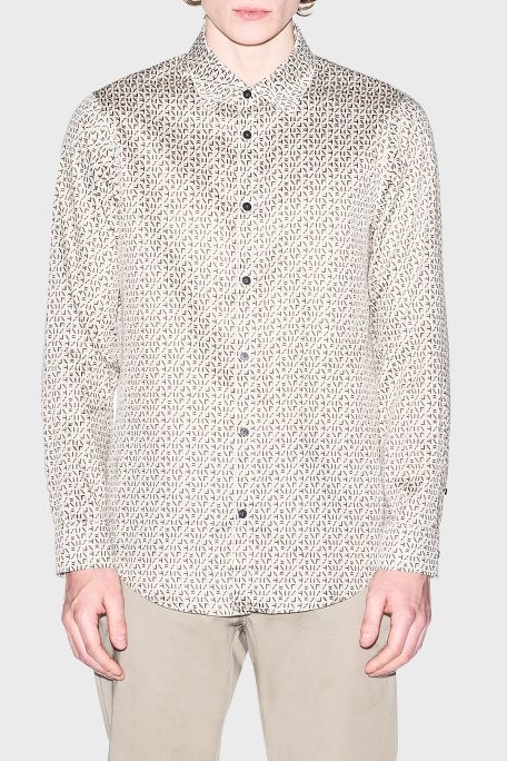 Armani Exchange Pamuklu Harf Logolu Regular Fit Erkek Gömlek XM001942 AF19194 F1165 BEJ - Armani Exchange