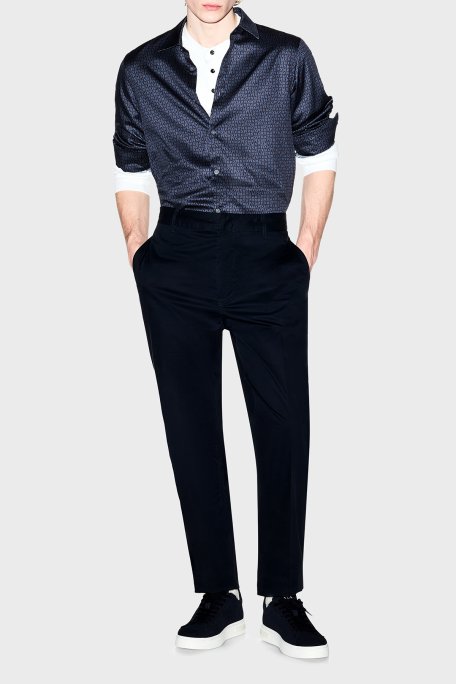 Armani Exchange Pamuklu Harf Logolu Regular Fit Erkek Gömlek XM001942 AF19194 FB436 LACİVERT - Armani Exchange (1)