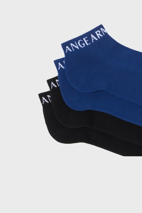 Armani Exchange Pamuklu Logolu 2 Pack Erkek Çorap 956013 CC406 MB578 Mavi-Siyah - Armani Exchange (1)