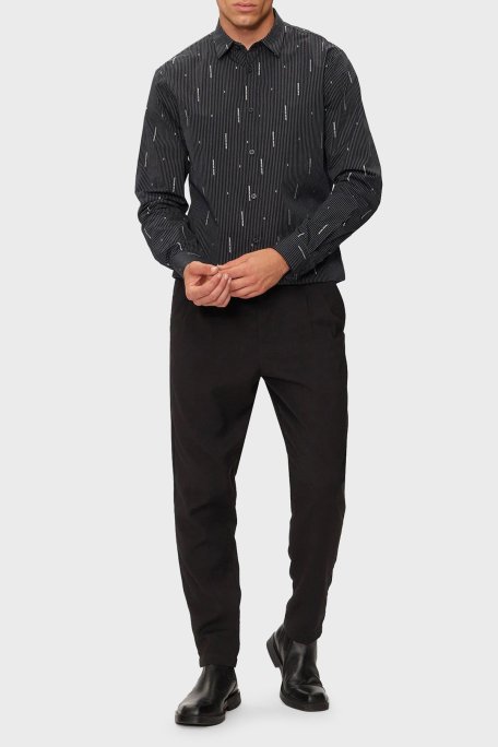 Armani Exchange Pamuklu Logolu Regular Fit Erkek Gömlek 6DZC06 ZN5DZ 55JX LACİVERT - Armani Exchange (1)