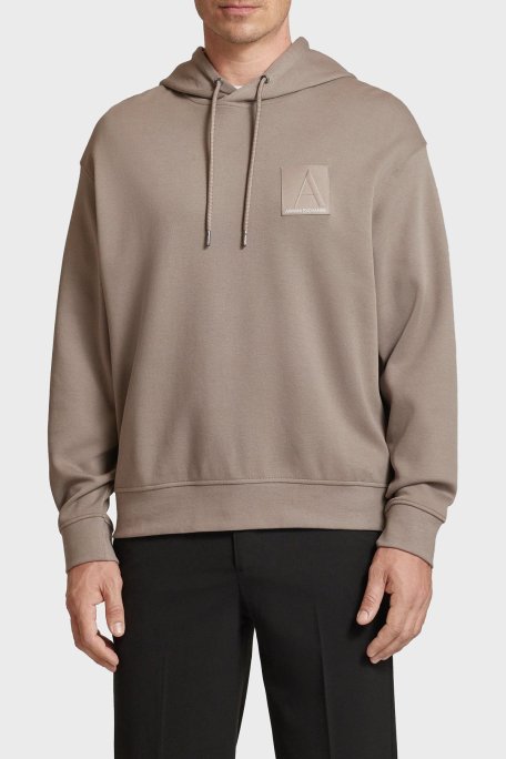 Armani Exchange Pamuklu Logolu Regular Fit Kapüşonlu Erkek Sweat 6DZMJB ZJNKZ 17AC VİZON - Armani Exchange