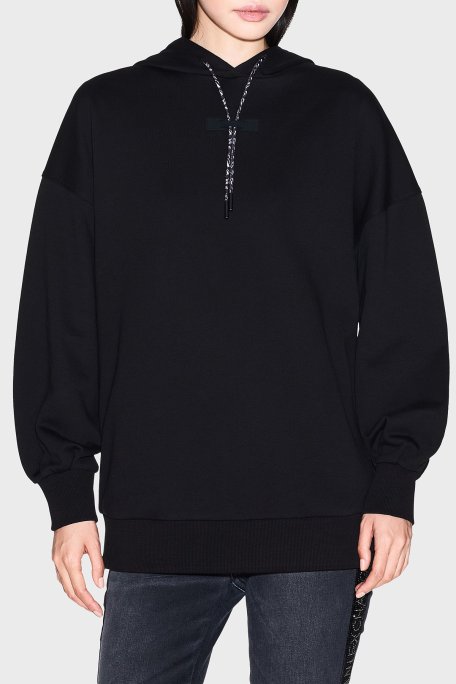 Armani Exchange Pamuklu Loose Fit Kapüşonlu Sırtta Logo Detaylı Bayan Sweat XW000748 AF16114 UC001 SİYAH - Armani Exchange