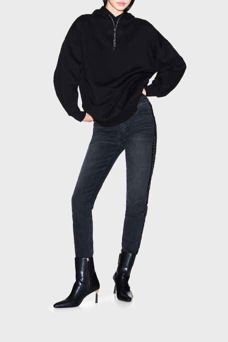 Armani Exchange Pamuklu Loose Fit Kapüşonlu Sırtta Logo Detaylı Bayan Sweat XW000748 AF16114 UC001 SİYAH - Armani Exchange (1)