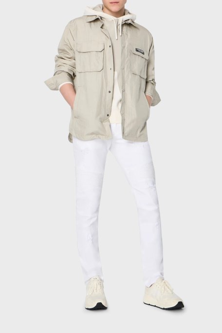 Armani Exchange Pamuklu Normal Bel Skinny Fit Dar Paça Jeans Erkek Kot Pantolon 3RZJ27 Z1AAZ 1100 BEYAZ - Armani Exchange