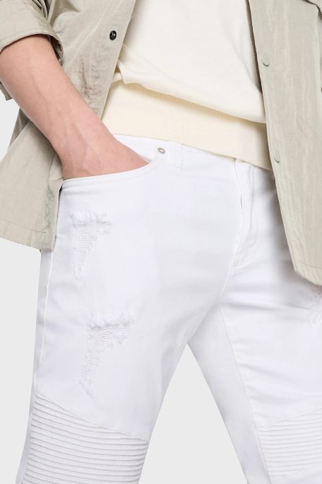 Armani Exchange Pamuklu Normal Bel Skinny Fit Dar Paça Jeans Erkek Kot Pantolon 3RZJ27 Z1AAZ 1100 BEYAZ - Armani Exchange (1)