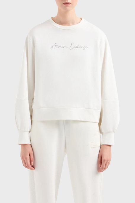 Armani Exchange Pamuklu Regular Fit Bisiklet Yaka Bayan Sweat 3DYM13 YJFFZ 1125 BEYAZ - Armani Exchange