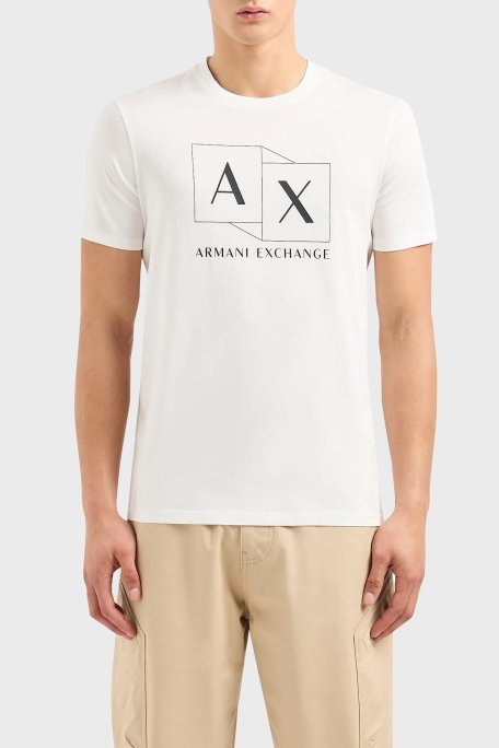 Armani Exchange Pamuklu Regular Fit Bisiklet Yaka Erkek T Shirt 3DZTAD ZJ9AZ 1116 BEYAZ - Armani Exchange