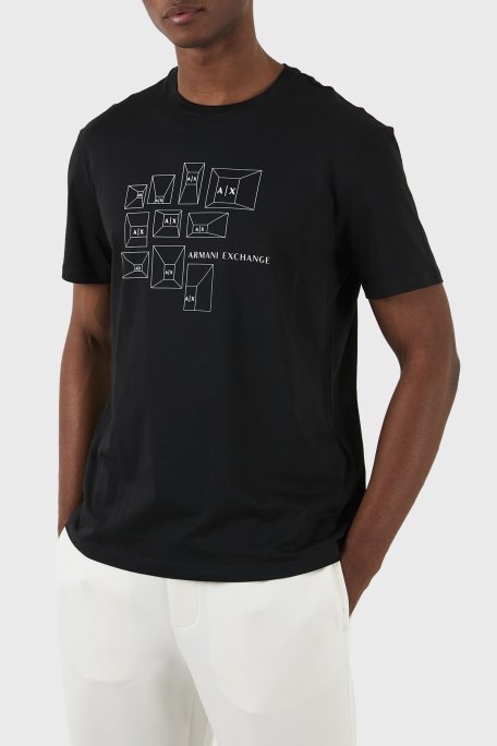 Armani Exchange Pamuklu Regular Fit Bisiklet Yaka Erkek T Shirt 3DZTAF ZJA5Z 1200 SİYAH - Armani Exchange