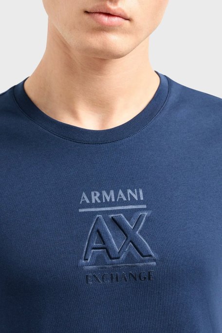 Armani Exchange Pamuklu Regular Fit Bisiklet Yaka Erkek T Shirt 3DZTBF ZJ3VZ 15BA LACİVERT - Armani Exchange (1)