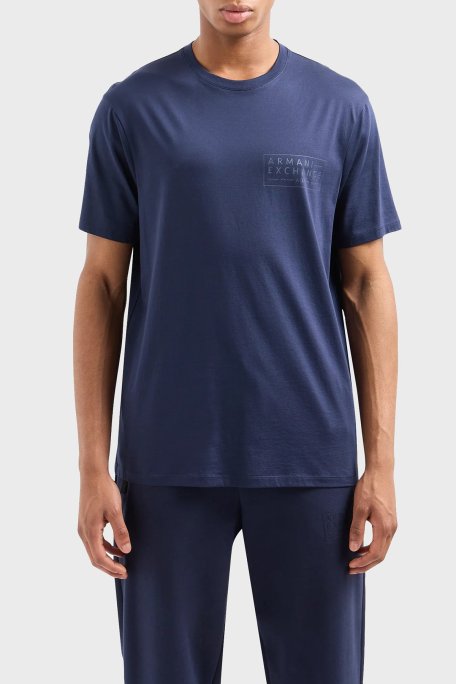Armani Exchange Pamuklu Regular Fit Bisiklet Yaka Erkek T Shirt 3DZTJH ZJ9AZ 15BA LACİVERT - Armani Exchange