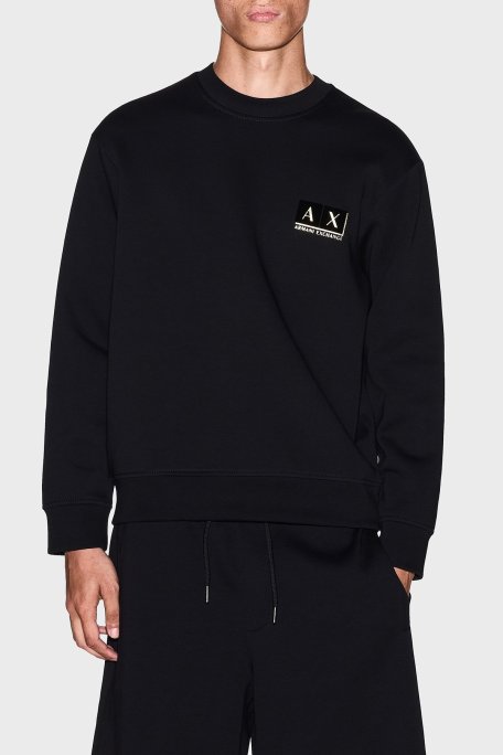 Armani Exchange Pamuklu Regular Fit Bisiklet Yaka Logolu Erkek Sweat XM001892 AF10818 MC004 SİYAH-GOLD - Armani Exchange