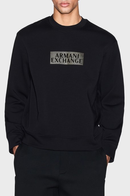 Armani Exchange Pamuklu Regular Fit Bisiklet Yaka Logolu Erkek Sweat XM001892 AF10818 MC237 SİYAH-GOLD - Armani Exchange