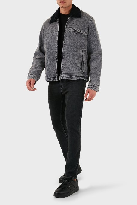 Armani Exchange Pamuklu Regular Fit Çıkarılabilir Kadife Yaka Erkek Kot Ceket XM001918 AF18827 M8088 GRİ - Armani Exchange (1)