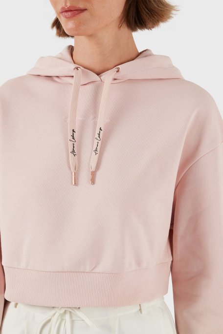 Armani Exchange Pamuklu Regular Fit Crop Bayan Sweat 6DYM71 YJEEZ 14BQ PUDRA - Armani Exchange (1)
