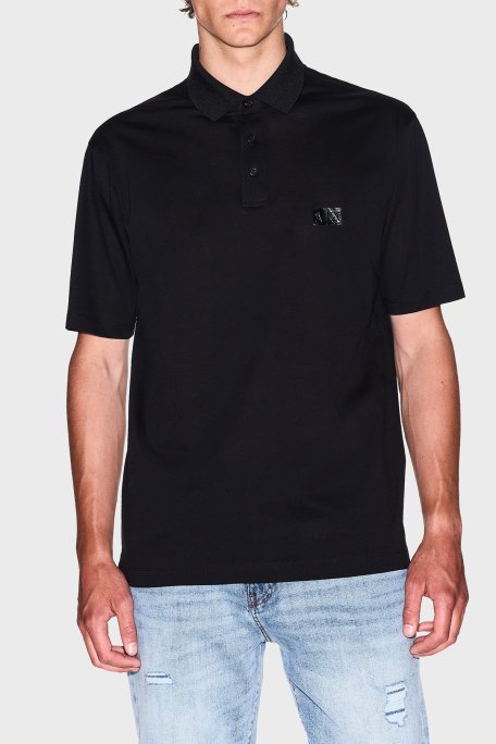 Armani Exchange Pamuklu Regular Fit Düğmeli Erkek Polo Yaka T Shirt XM000484 AF10364 UC001 SİYAH - Armani Exchange