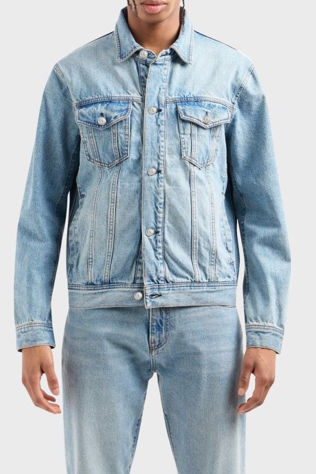 Armani Exchange Pamuklu Regular Fit Erkek Kot Ceket 8NZBP4 Z2P1Z 1500 MAVİ - Armani Exchange