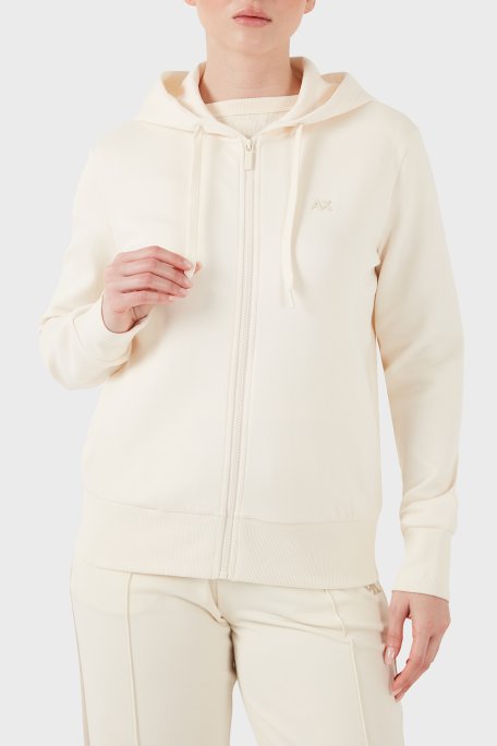 Armani Exchange Pamuklu Regular Fit Fermuarlı Kapüşon Yaka Kadın Sweat XW002843 AF10818 U1003 EKRU - Armani Exchange