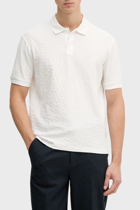Armani Exchange Pamuklu Regular Fit Jakarlı Düğmeli Erkek Polo XM002346 AF10337 U0009 Beyaz - Armani Exchange