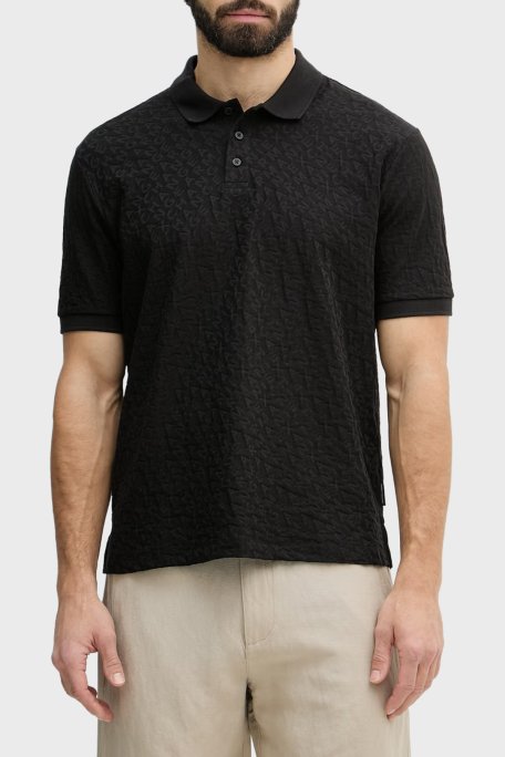 Armani Exchange Pamuklu Regular Fit Jakarlı Düğmeli Erkek Polo XM002346 AF10337 UC001 SİYAH - Armani Exchange