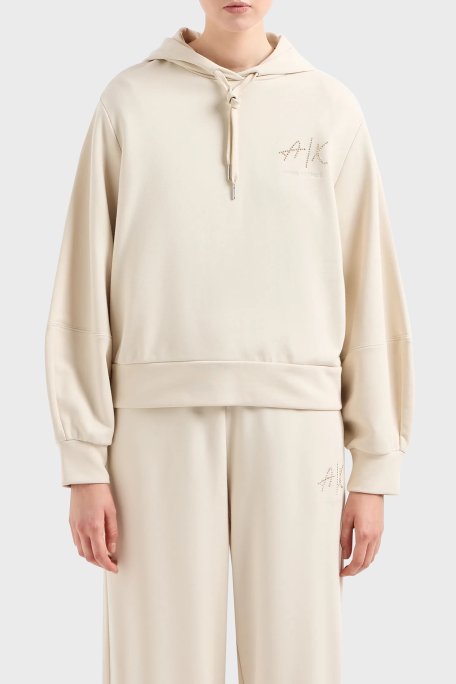 Armani Exchange Pamuklu Regular Fit Kapüşonlu Kadın Sweat 3DYM12 YJFFZ 1787 BEJ - Armani Exchange